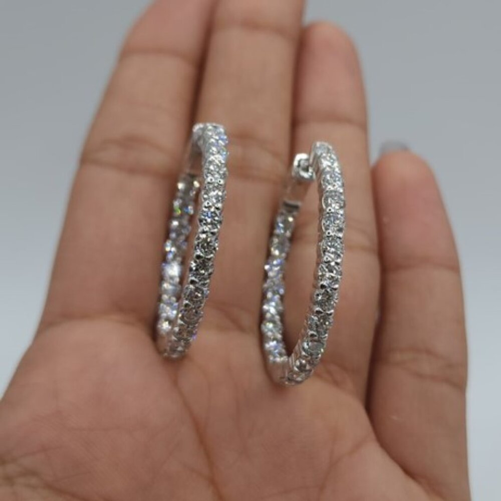 14Kt Gold 4.20 Ct Lab Grown Diamond Huggie Hoop Earrings